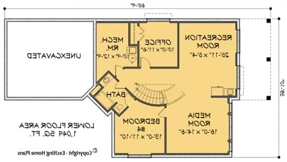 House Plan E1177-10  Lower Floor Plan REVERSE