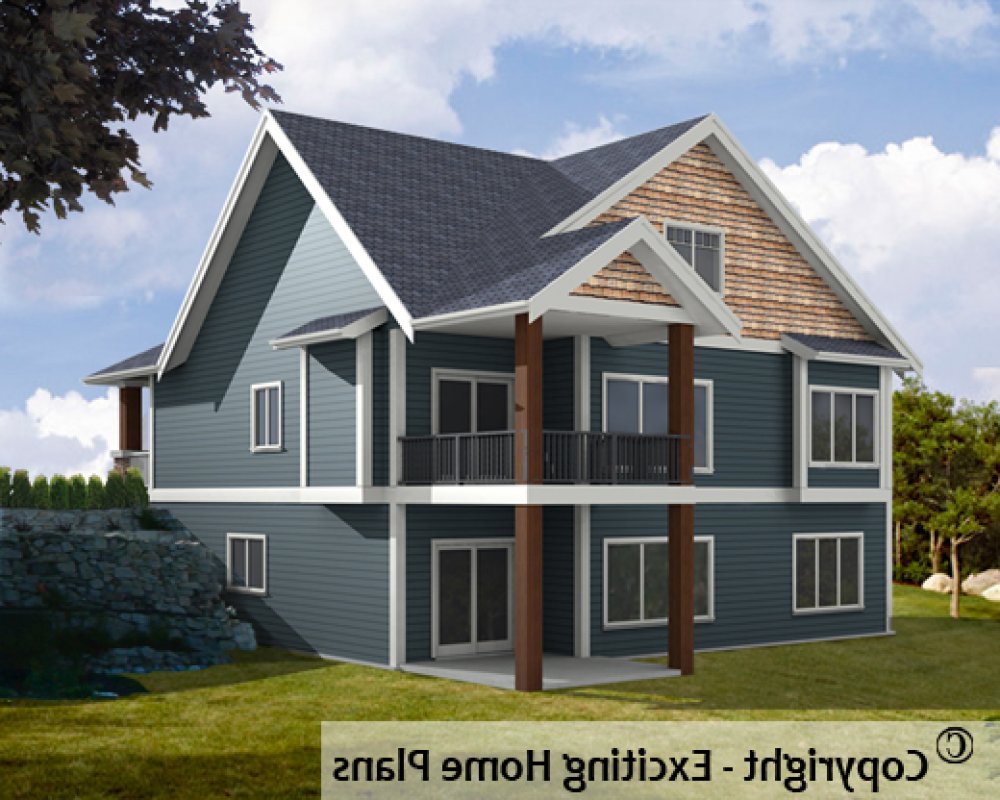 House Plan E1594-10 Rear 3D View REVERSE