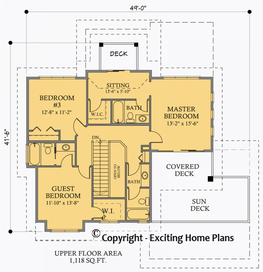 House Plan E1033-10 Upper Floor Plan