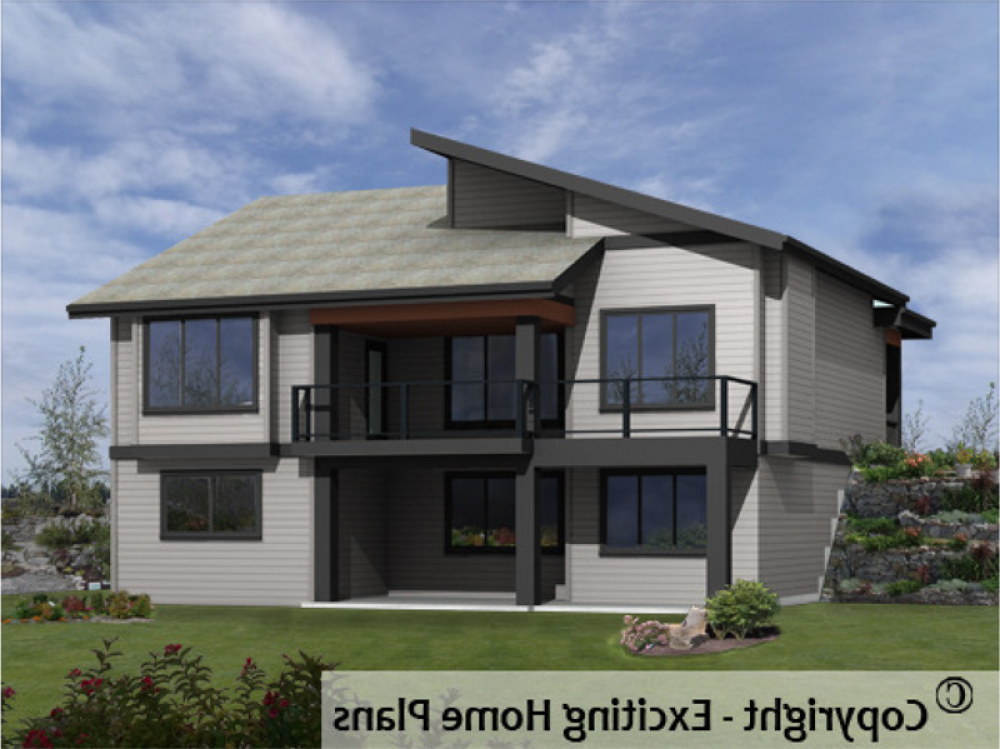 House Plan E1004-10M Rear 3D View REVERSE