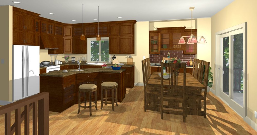 House Plan E1575-10 Interior Kitchen 3D Area