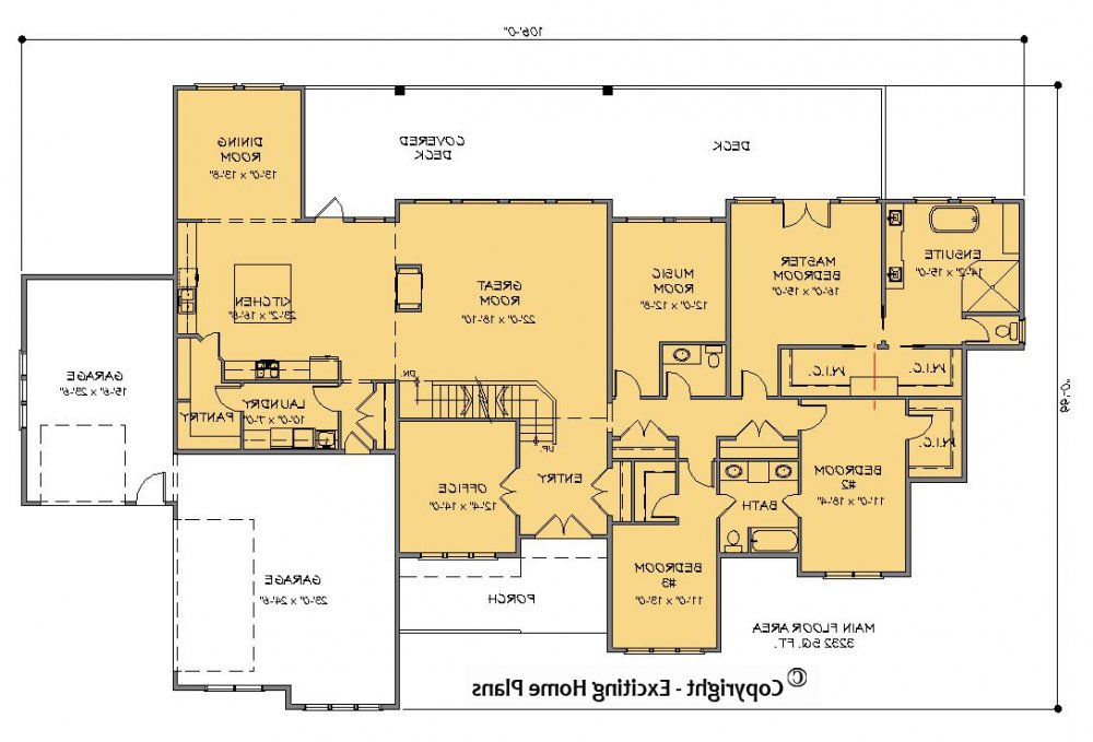 House Plan E1642-10 Main Floor Plan REVERSE