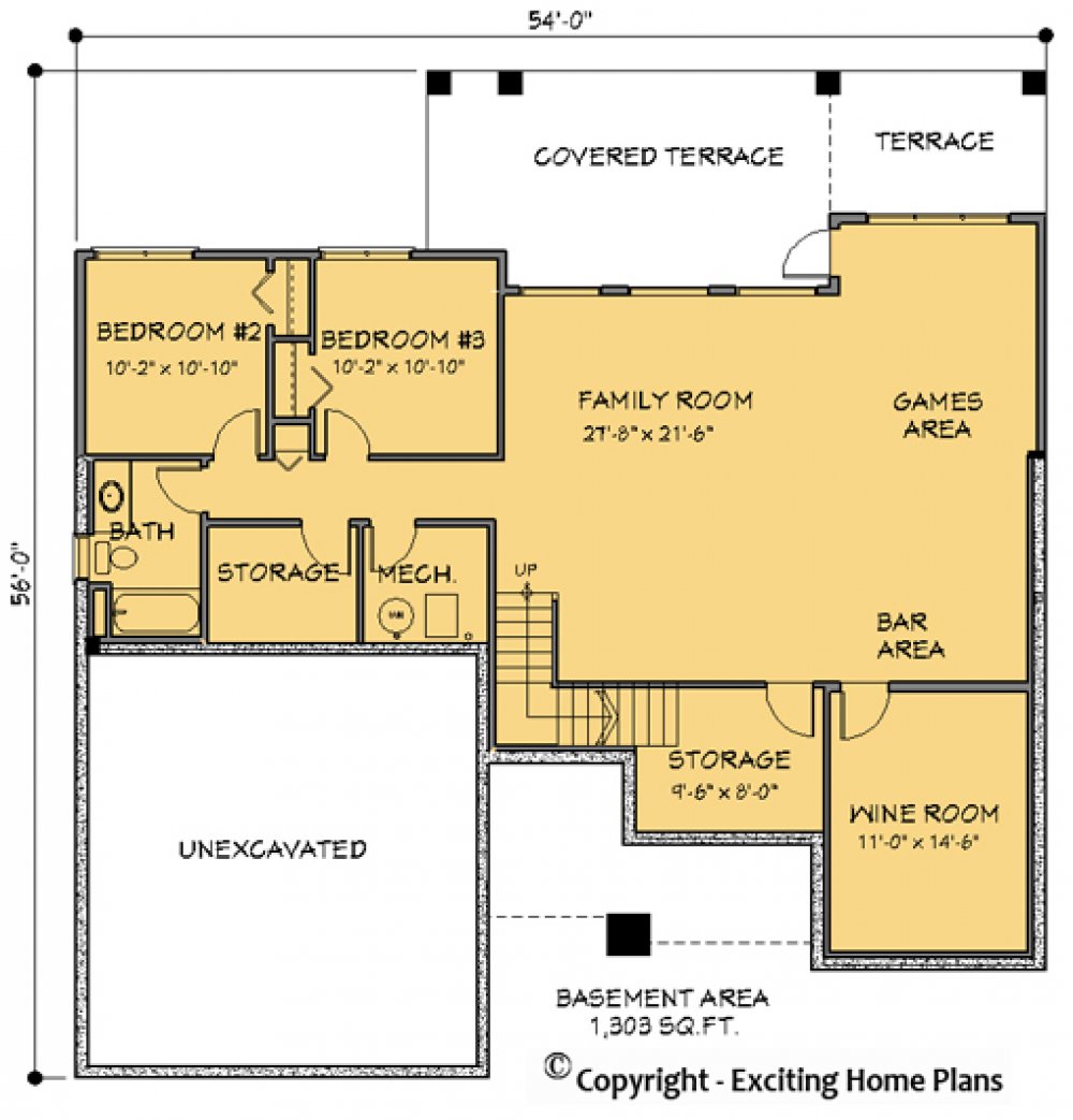 House Plan E1130-10 Lower Floor Plan