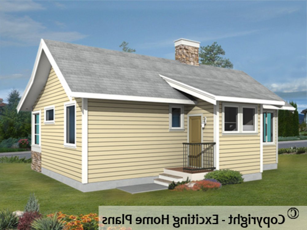 House Plan E1131-10 Rear 3D View REVERSE