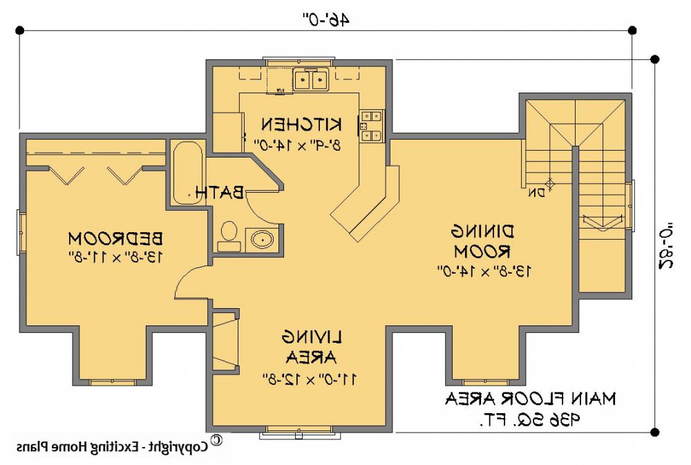 House Plan E1220-10 Main Floor Plan REVERSE