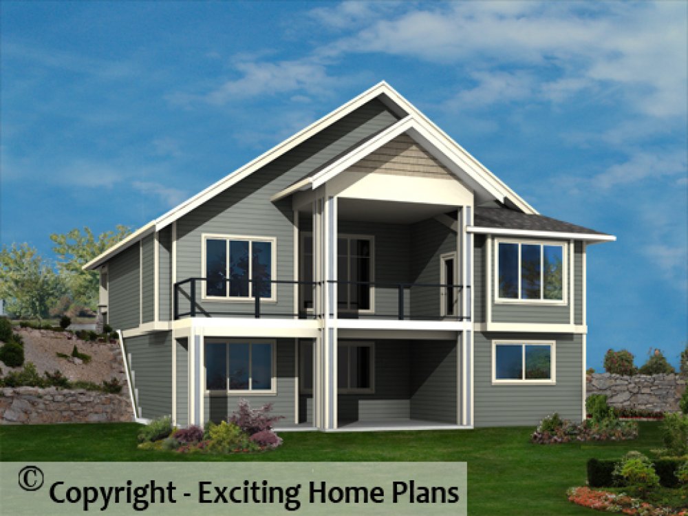 House Plan E1576-10 Rear 3D View