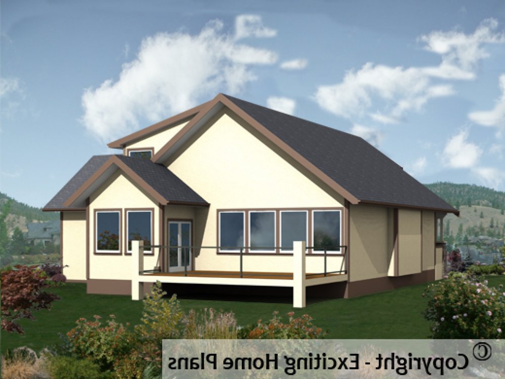 House Plan E1477-10 Rear 3D View REVERSE