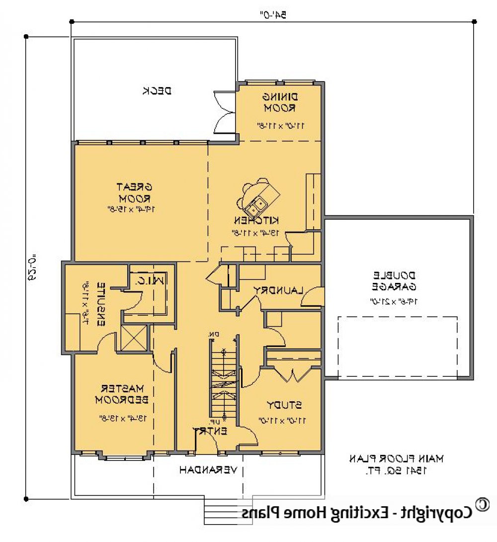 House Plan E1477-10  Main Floor Plan REVERSE