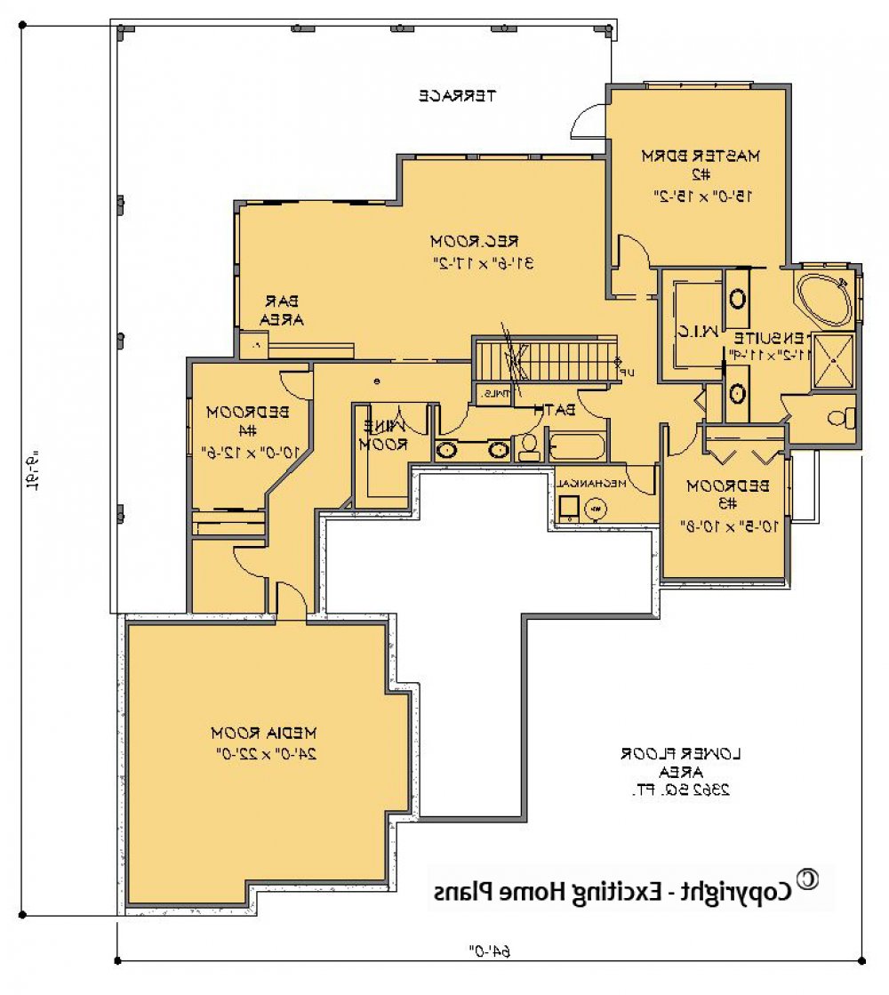 House Plan E1252-10 Lower Floor Plan REVERSE
