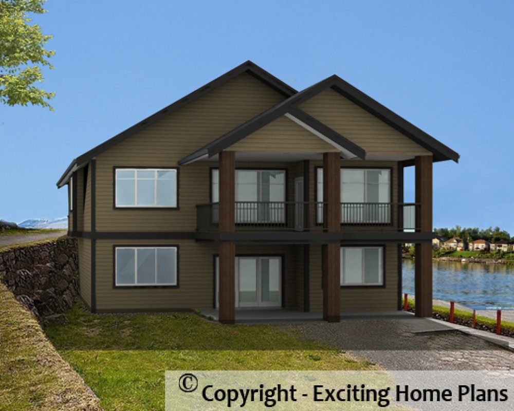 House Plan E1583-10 Rear 3D View