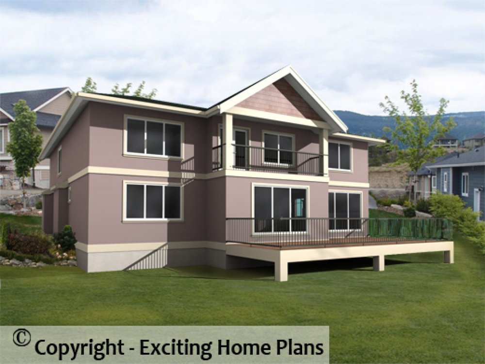 House Plan E1098-10 Rear 3D View