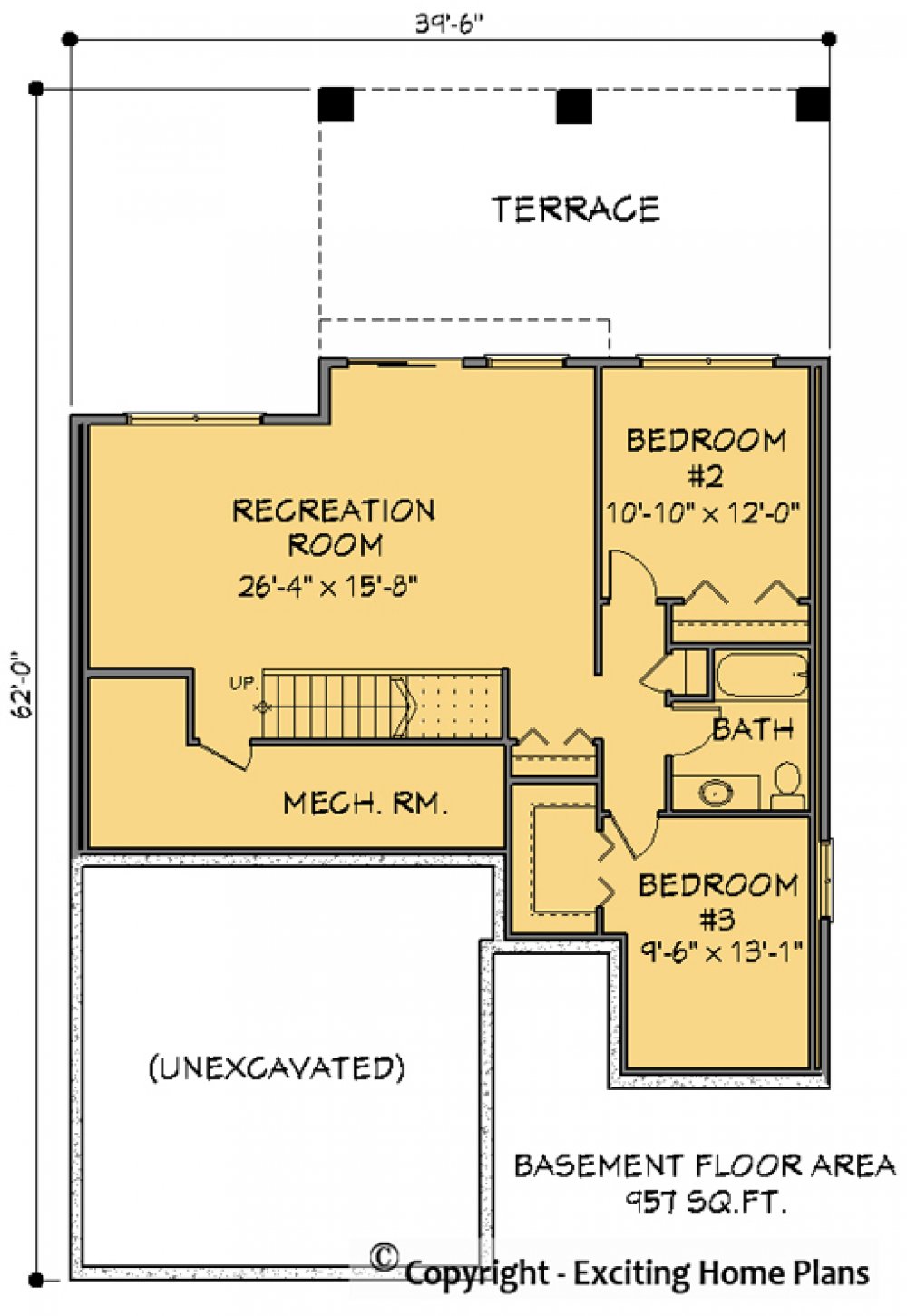 House Plan E1136-10 Lower Floor Plan