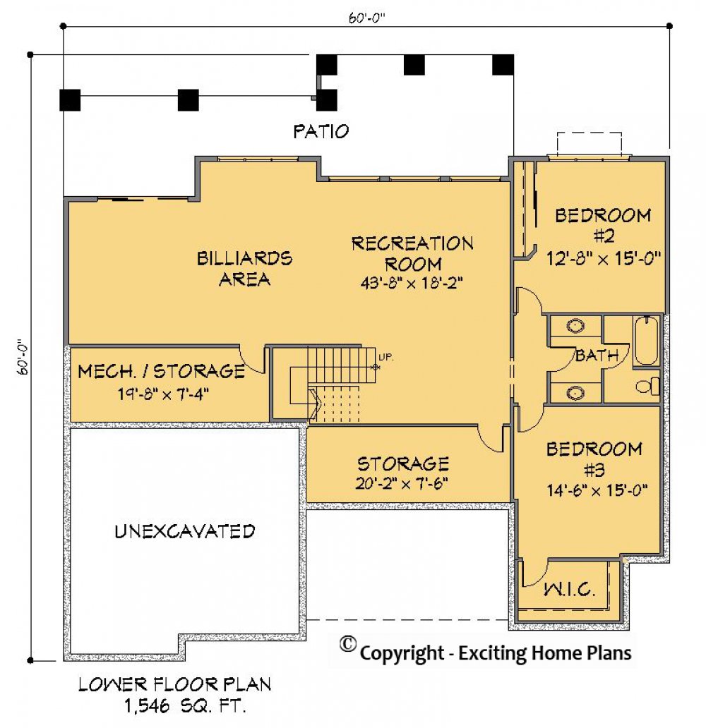 House Plan E1418-10 Lower Floor Plan