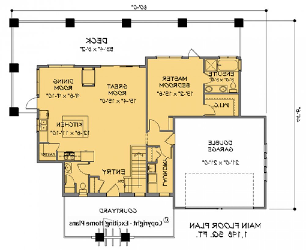 House Plan E1688-10 Main Floor Plan REVERSE
