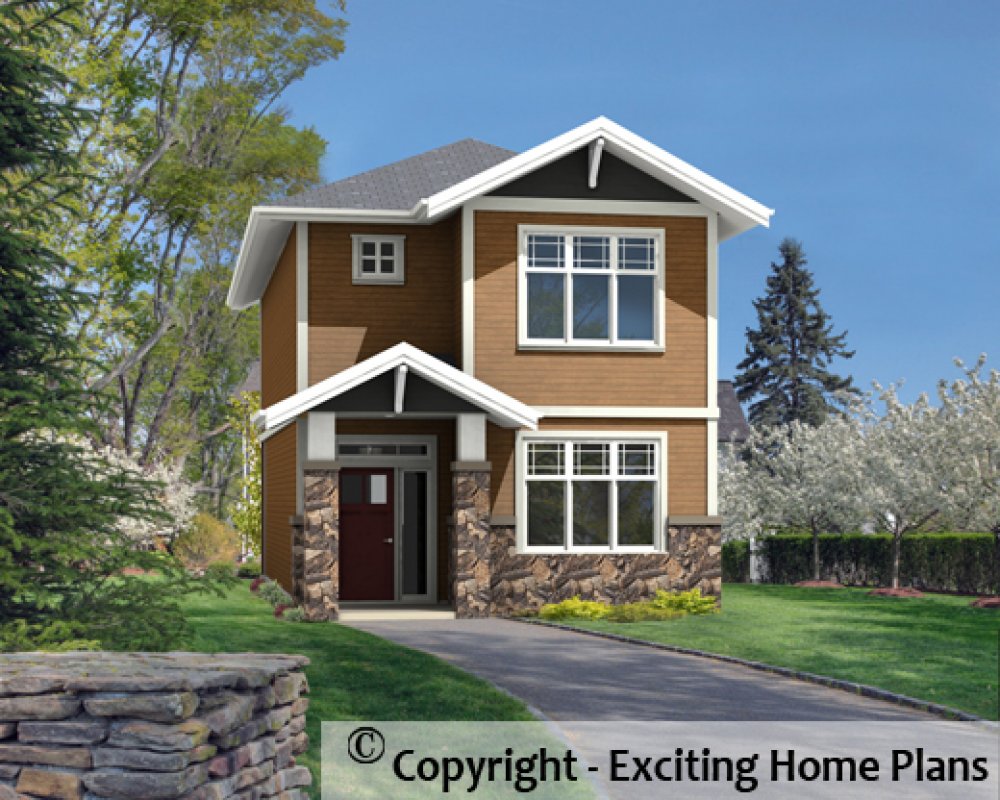House Plan E1563-10 Front 3D View
