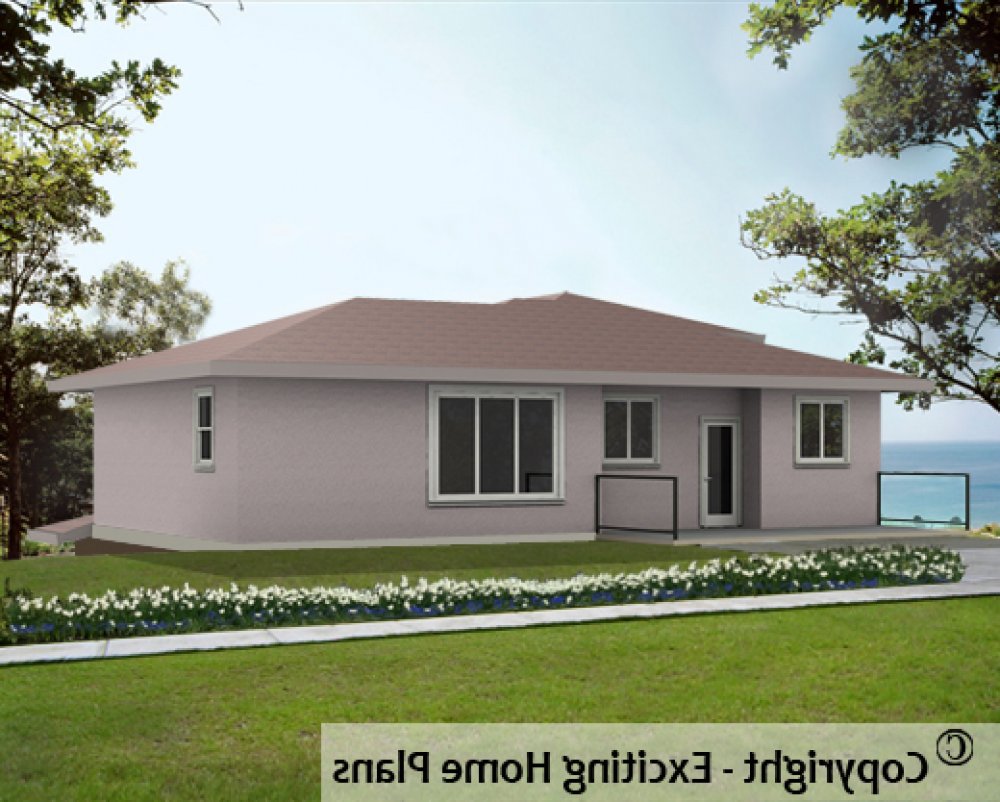 House Plan E1562-10 Rear 3D View REVERSE