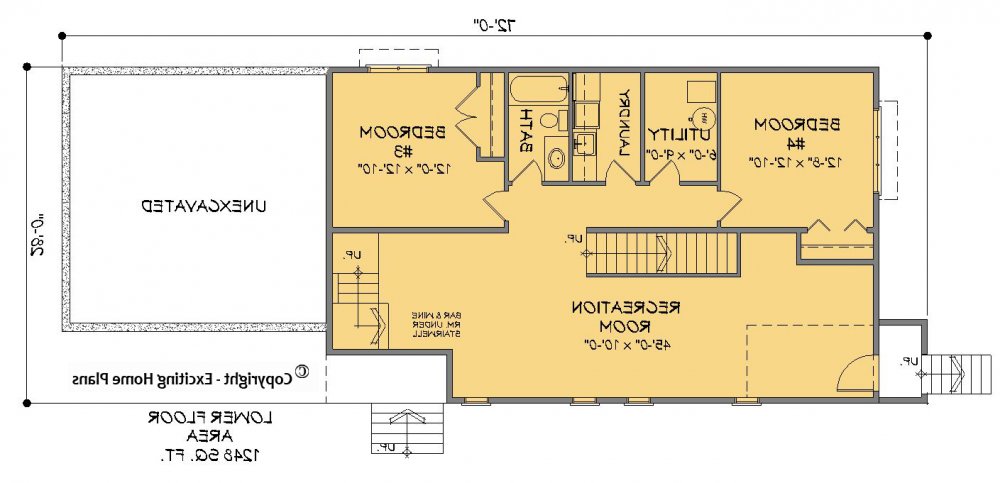 House Plan E1515-10 Lower Floor Plan REVERSE
