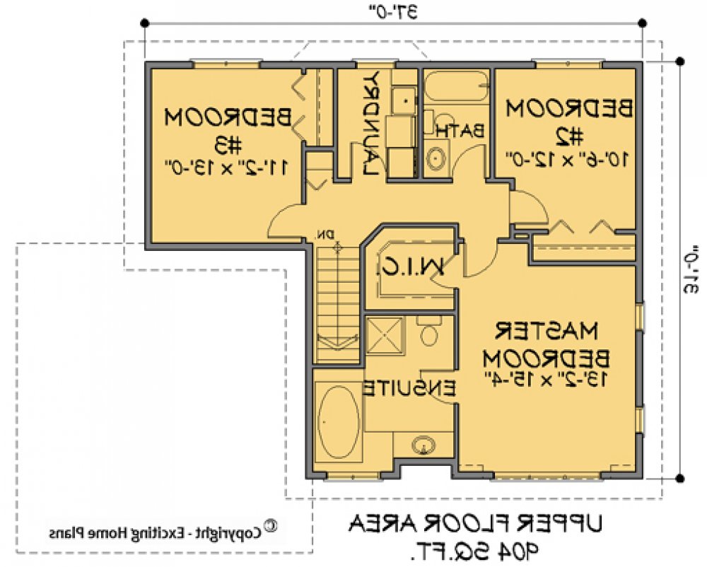 House Plan E1141-10 Upper Floor Plan REVERSE