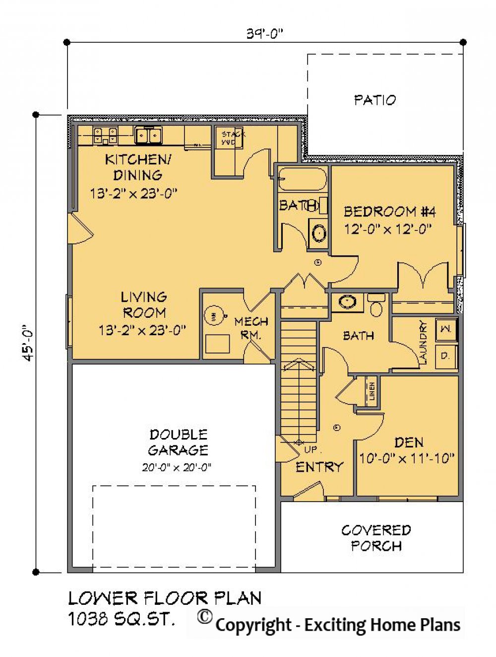House Plan E1621-10 Lower Floor Plan