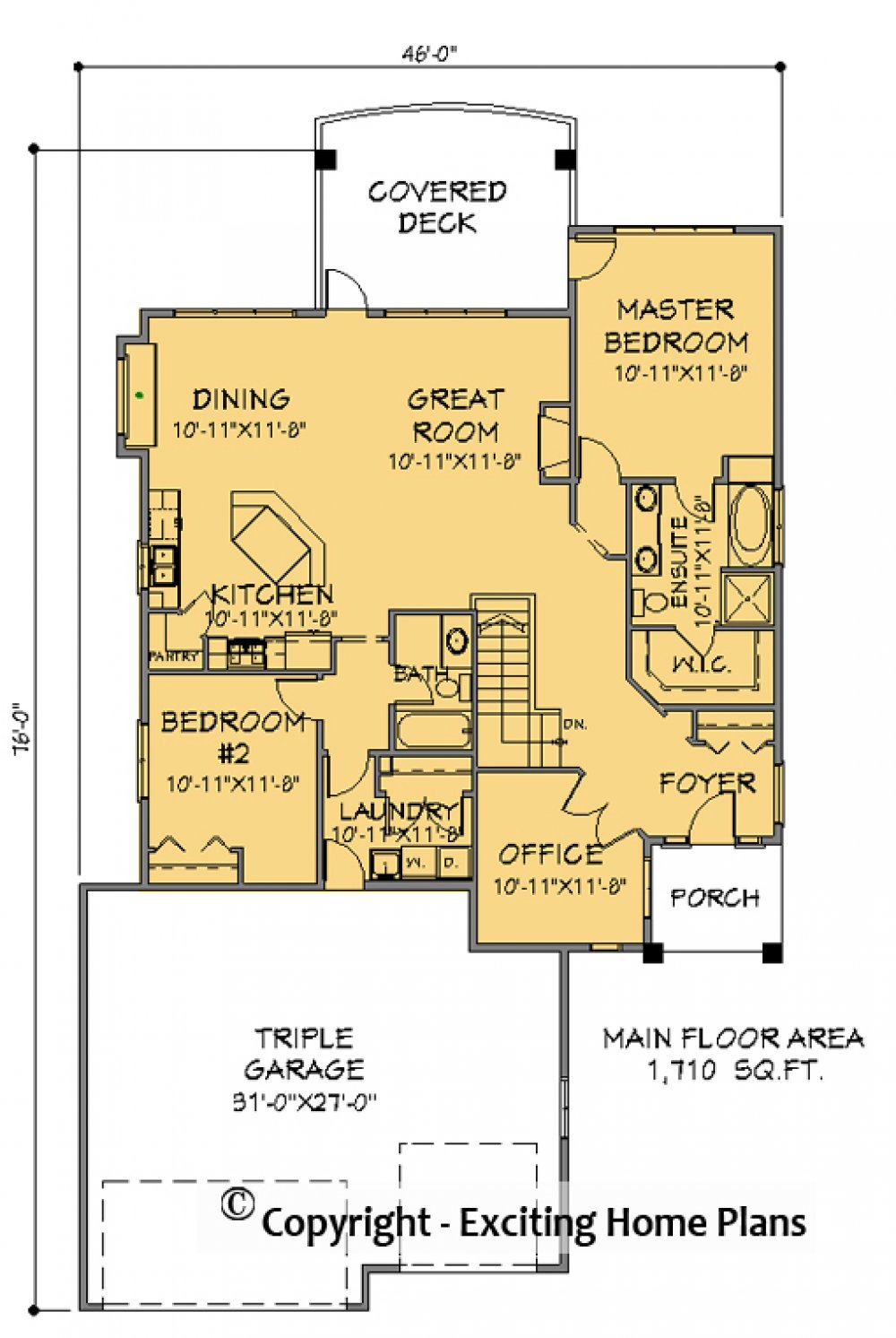 House Plan E1140-10  Main Floor Plan