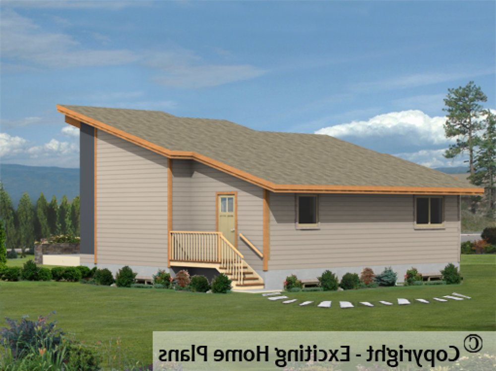 House Plan E1721-10 Rear 3D View REVERSE