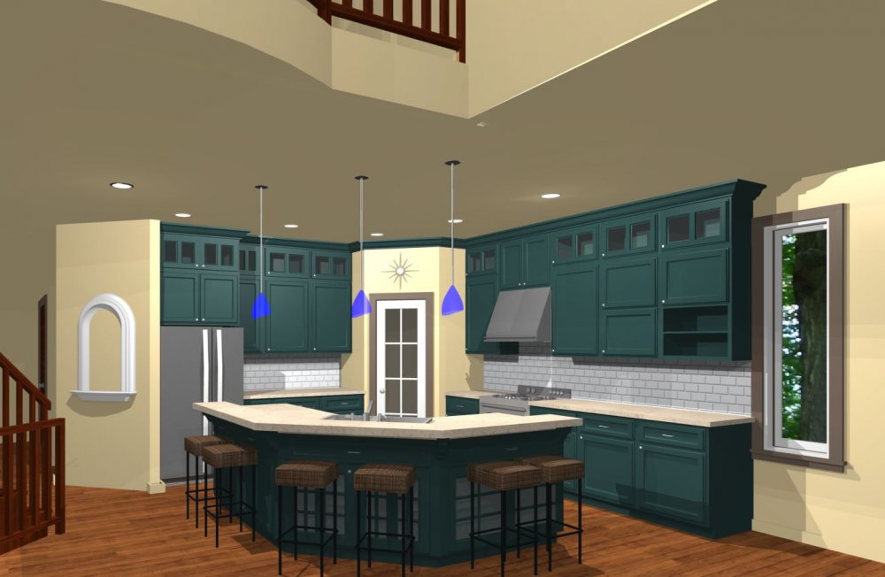 House Plan E1225-10 Interior Kitchen 3D Area