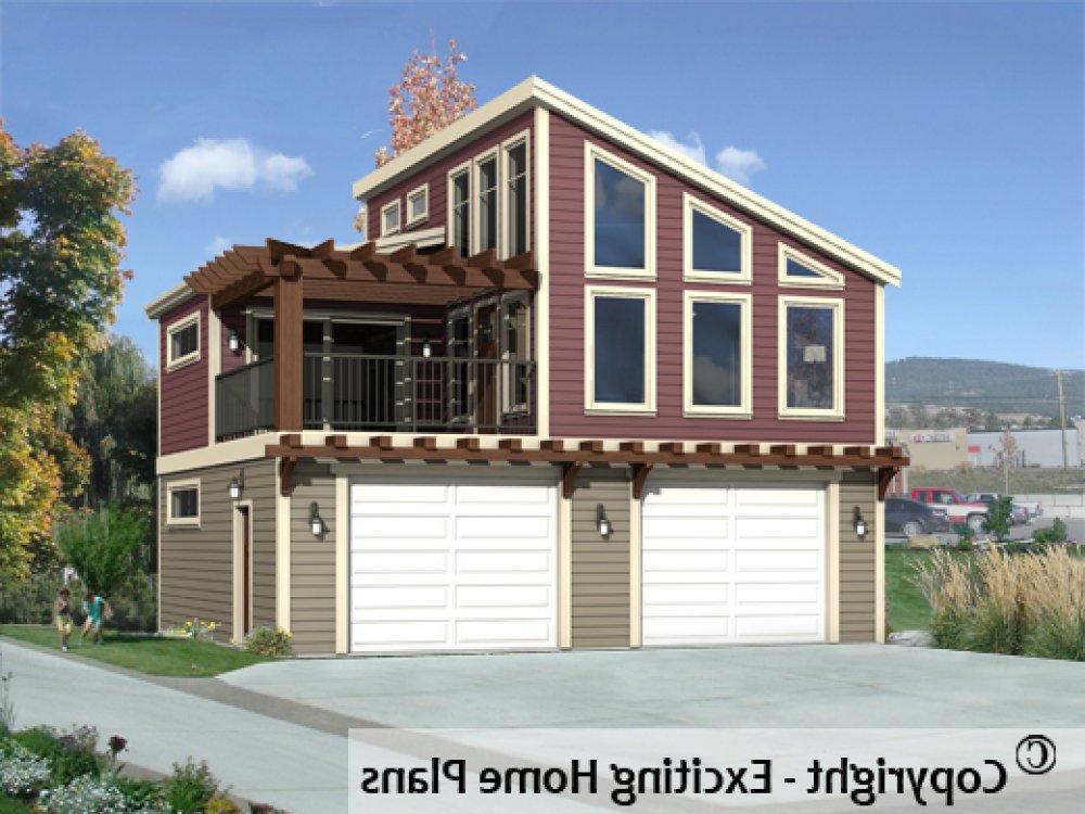 House Plan E1383-10 Exterior 3D View REVERSE