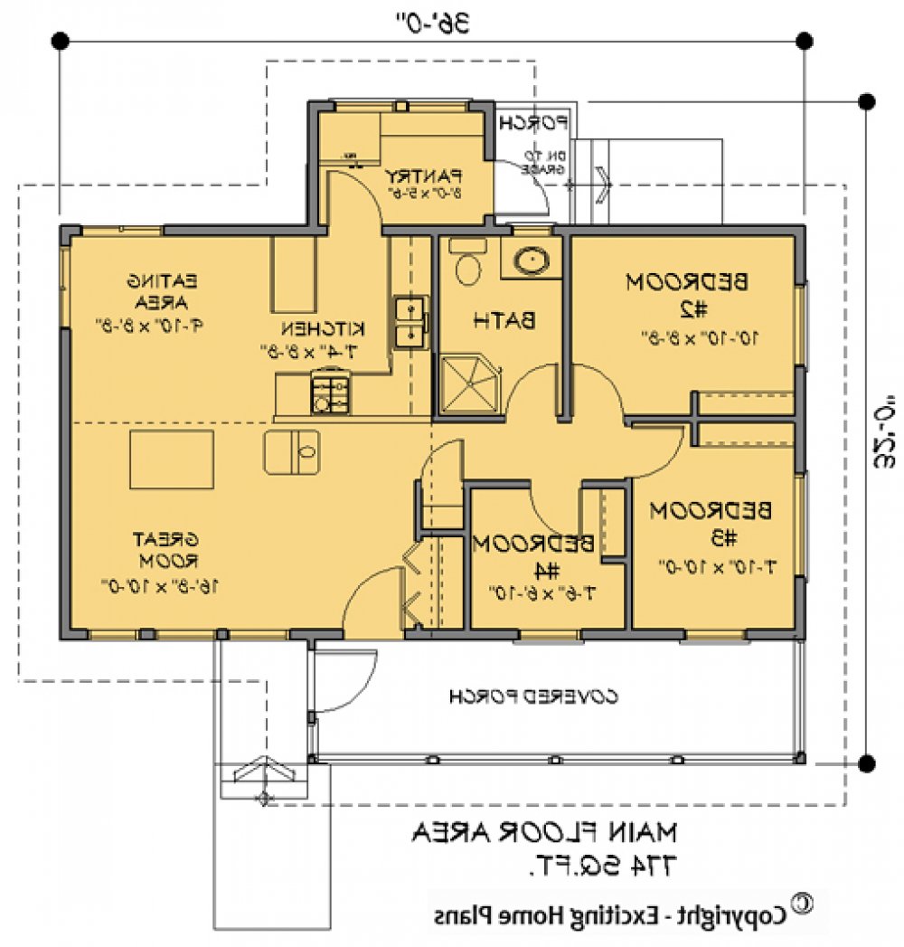 House Plan E1131-10 Main Floor Plan REVERSE