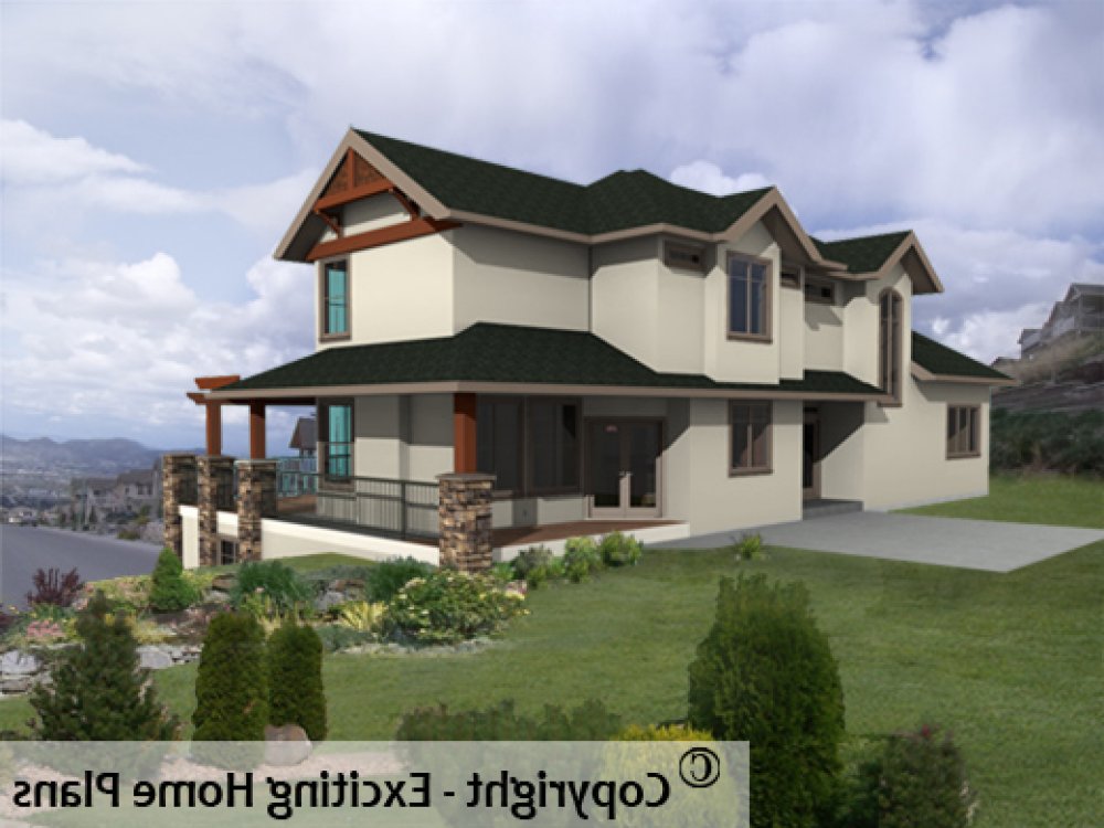 House Plan E1089-10 Rear 3D View REVERSE