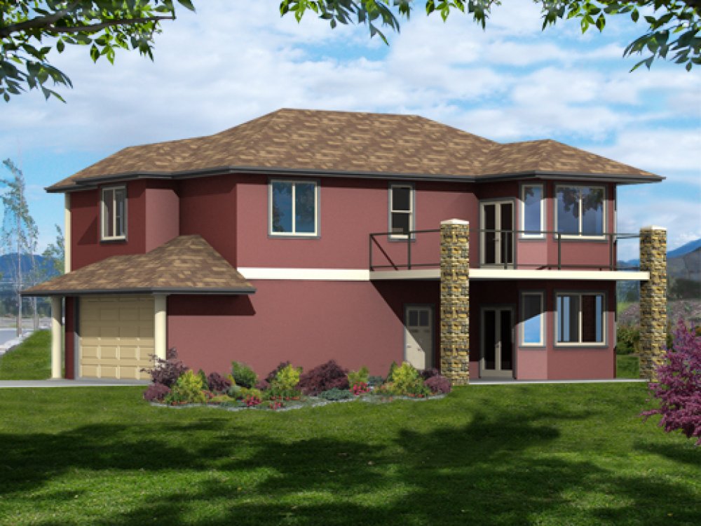 House Plan E1285-10 Exterior 3D View REVERSE