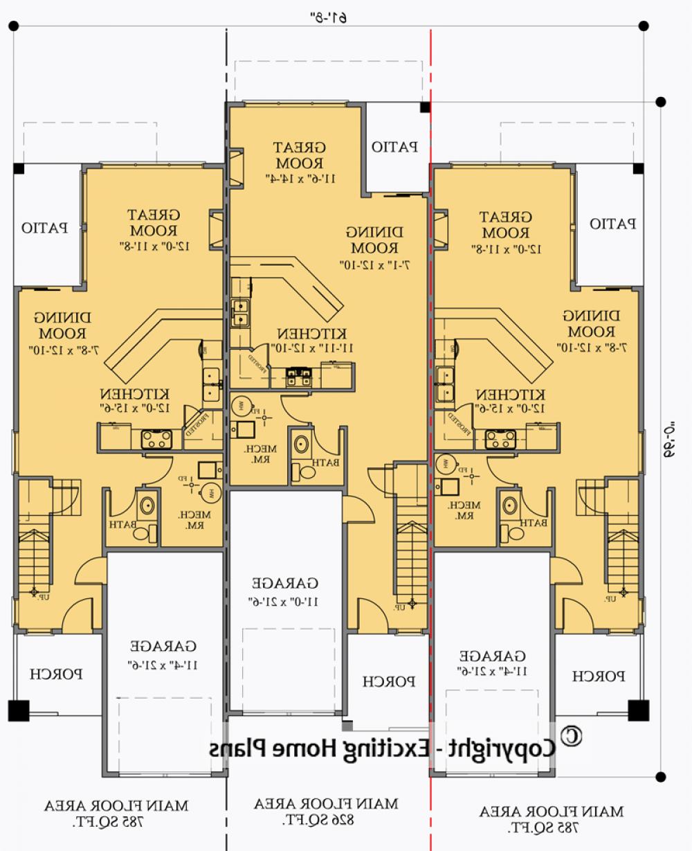 House Plan E1021-10 Main Floor Plan REVERSE