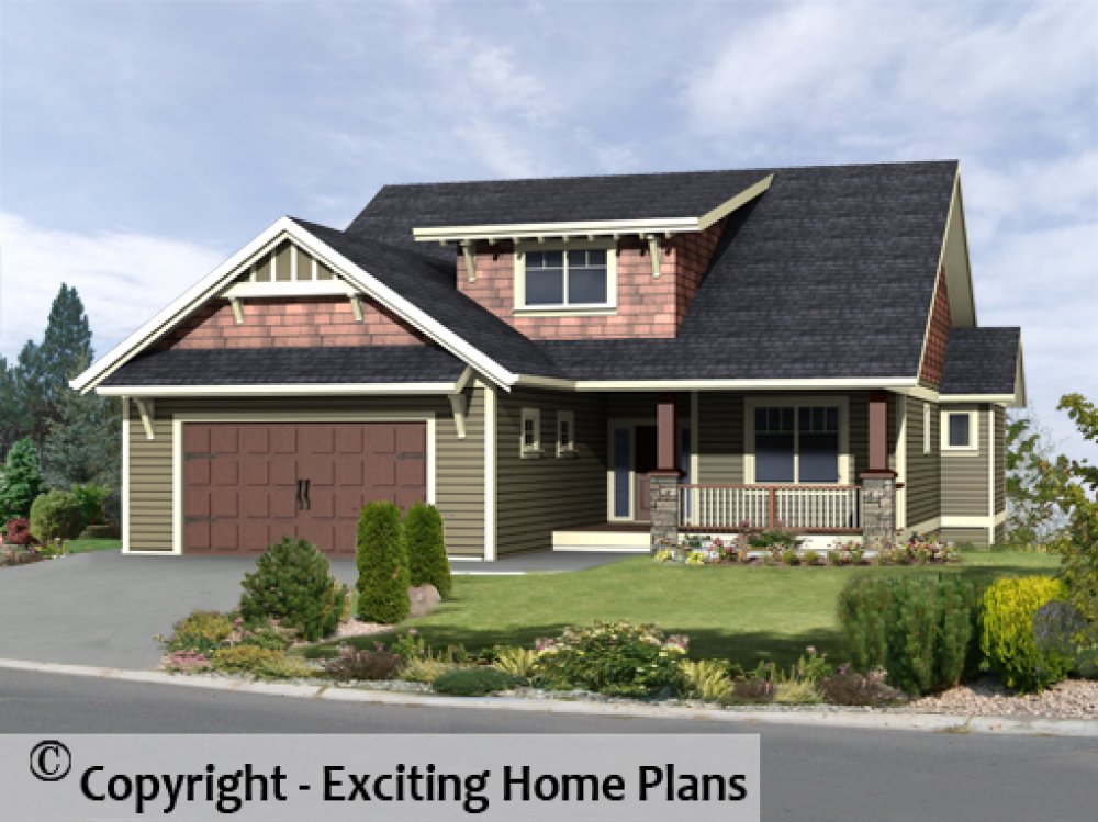 House Plan E1286-10 Front 3D View