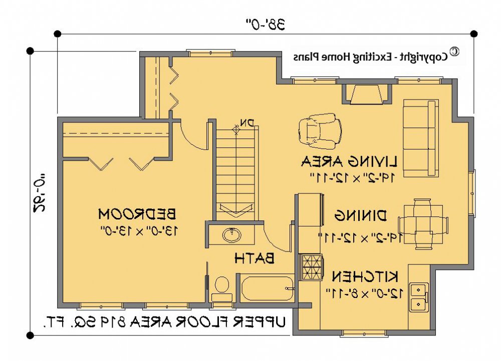 House Plan E1301-10 Main Floor Plan REVERSE