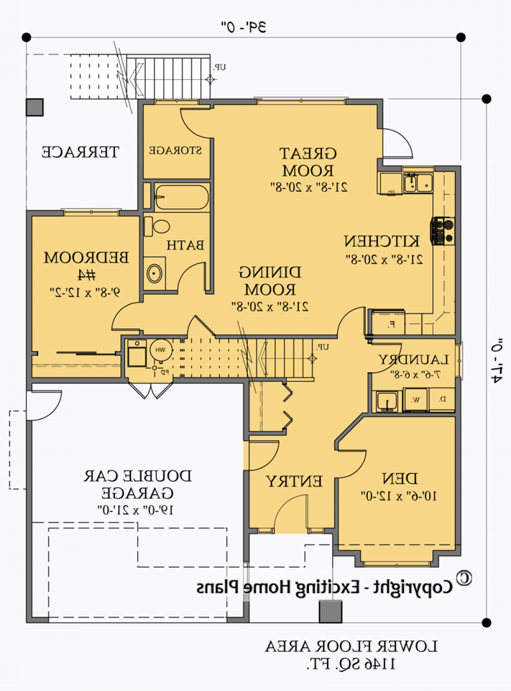 House Plan E1043-10 Upper Floor Plan REVERSE