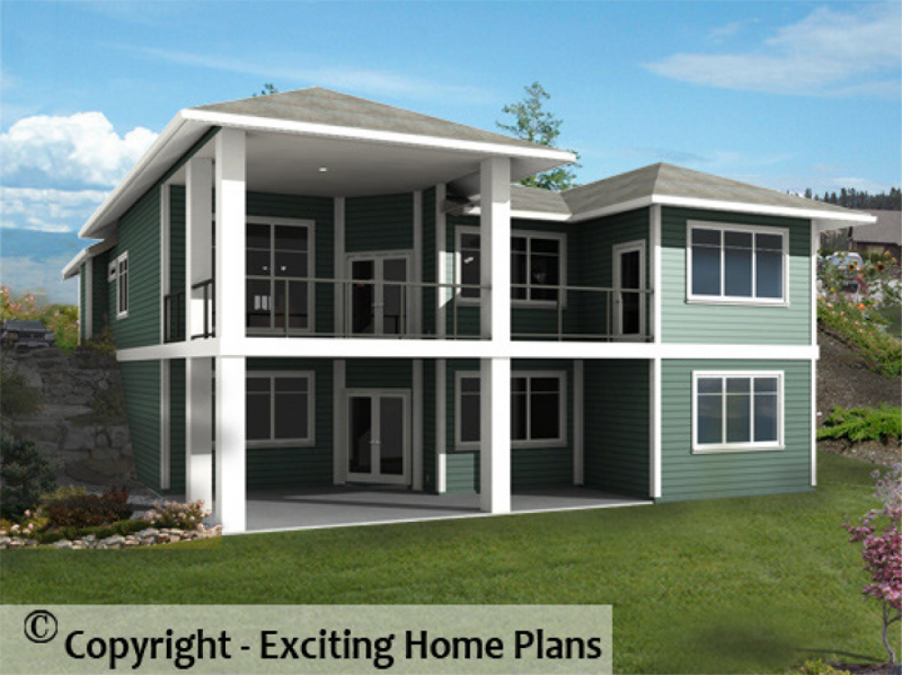 House Plan E1049-10 Rear 3D View REVERSE