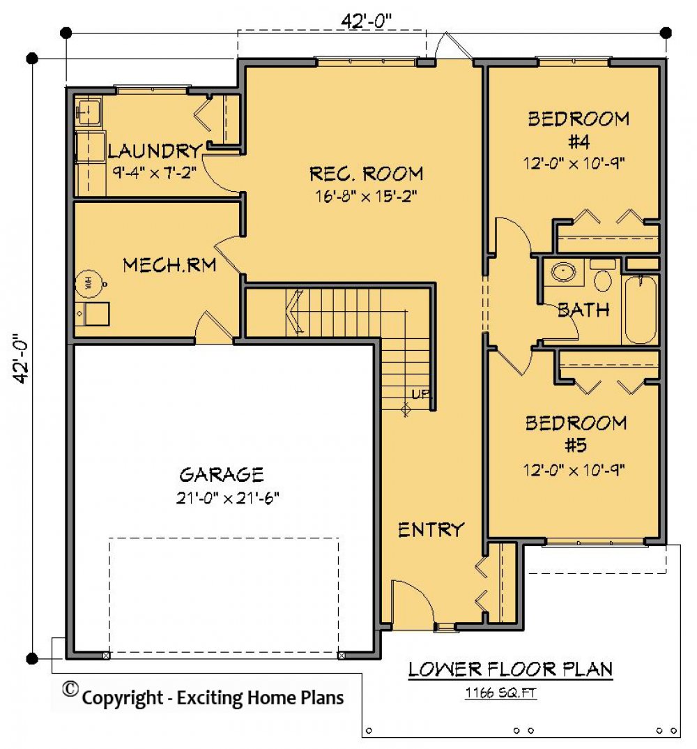 House Plan E1628-10 Lower Floor Plan