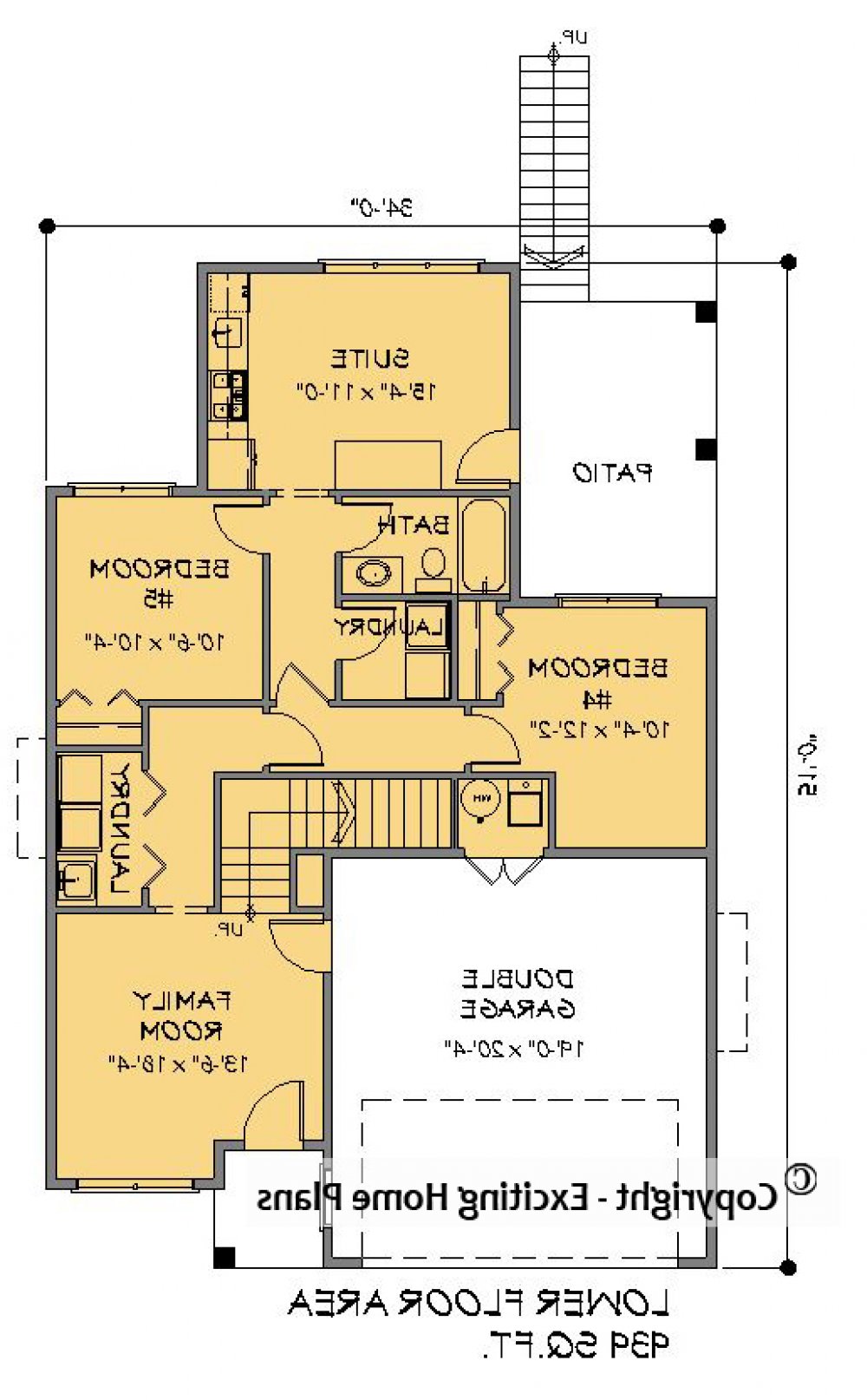 House Plan E1541-10 Lower Floor Plan REVERSE