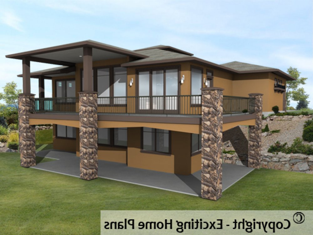 House Plan E1093-10 Rear 3D View REVERSE