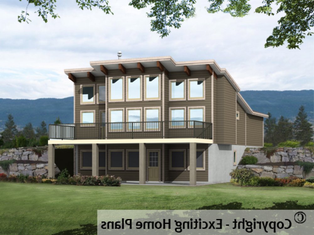 House Plan 1720-10 Rear 3D View REVERSE