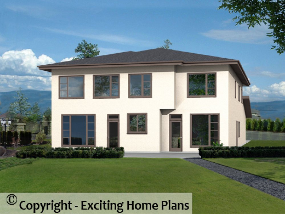 House Plan E1713-10 Rear 3D View