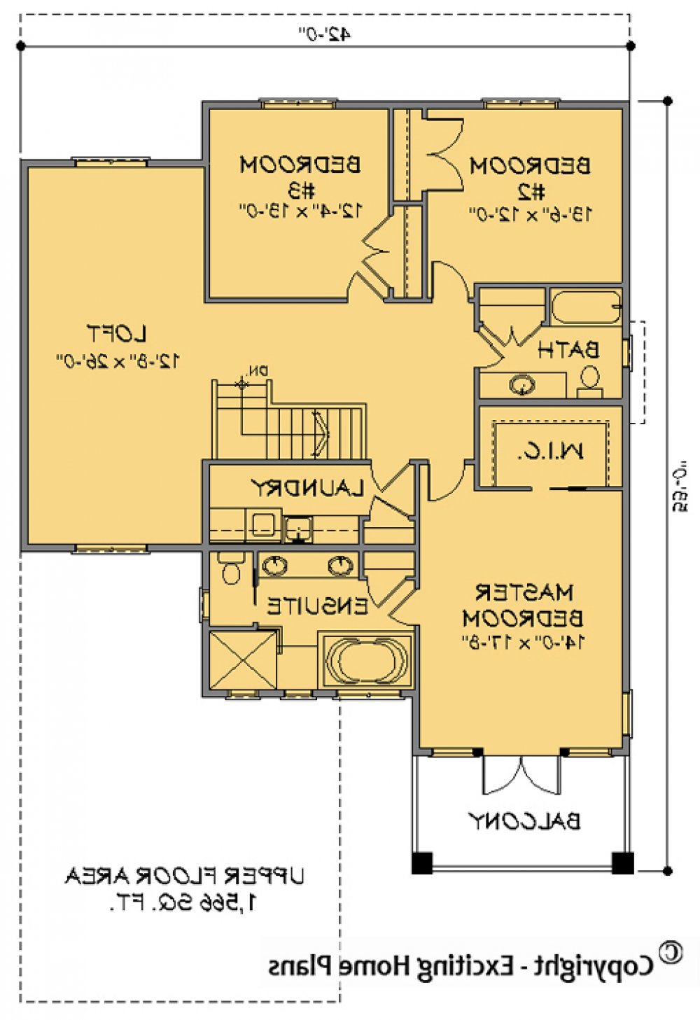 House Plan E1151-10 Upper Floor Plan