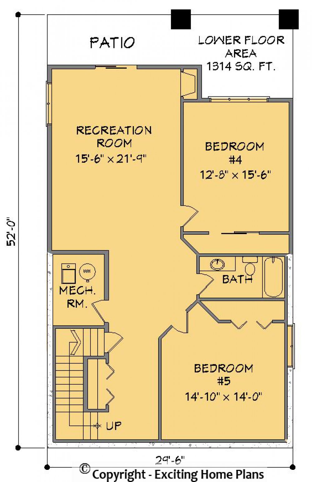 House Plan E1268-10  Lower Floor Plan