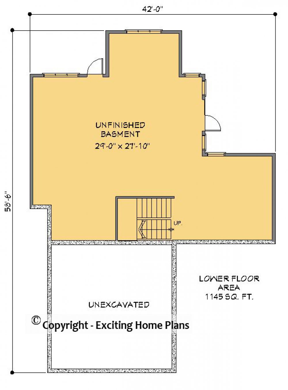 House Plan E1492-10 Lower Floor Plan