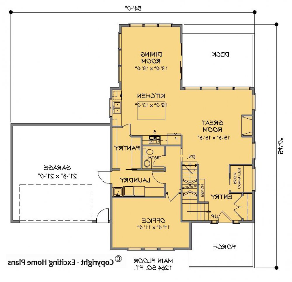 House Plan E1631-10 Main Floor Plan REVERSE