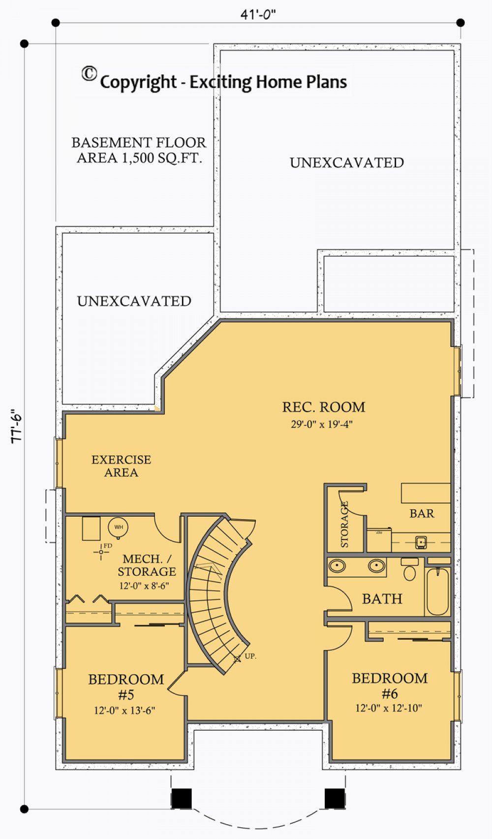 House Plan E1066-10 Lower Floor Plan