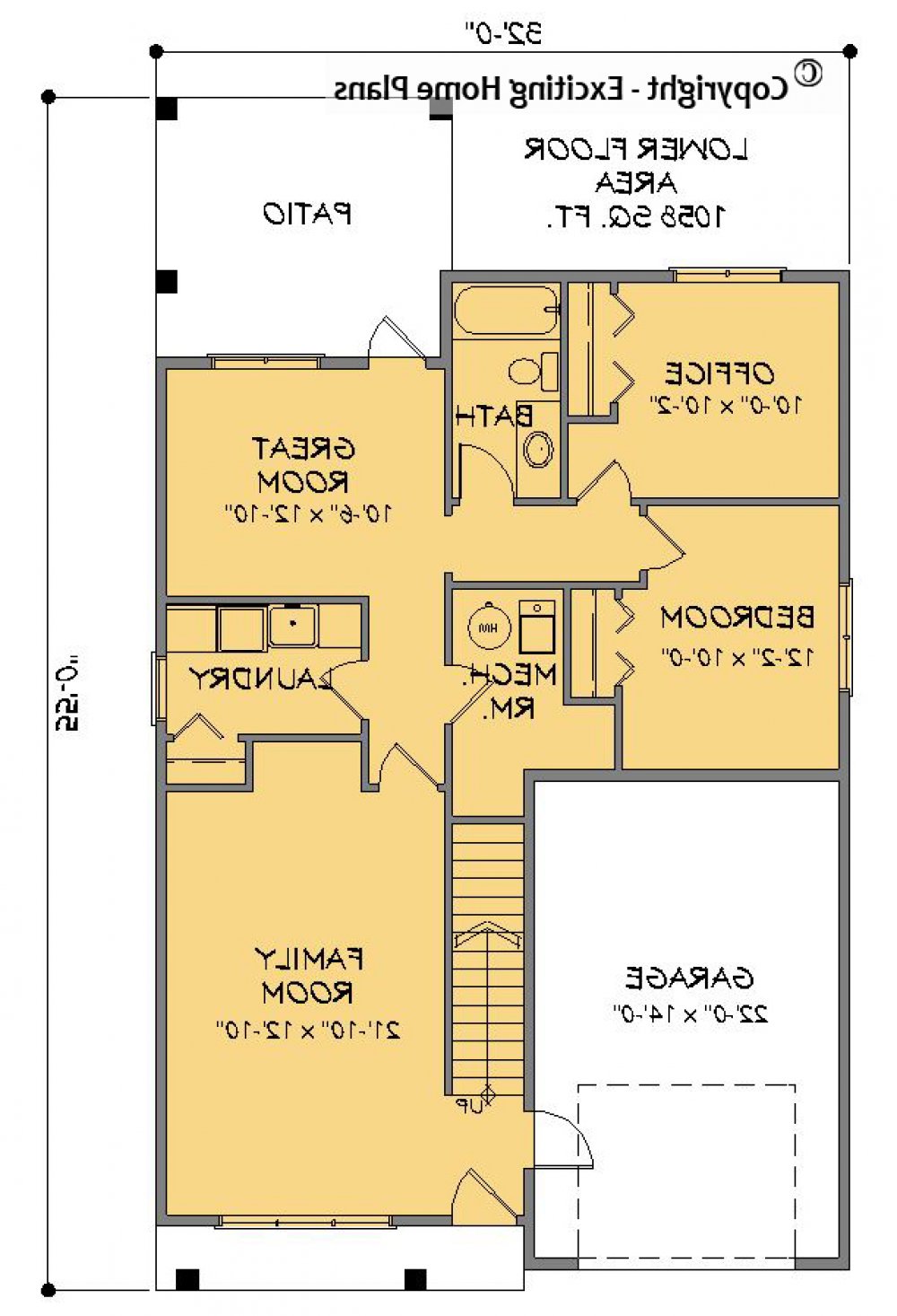 House Plan E1357-10 Lower Floor Plan REVERSE
