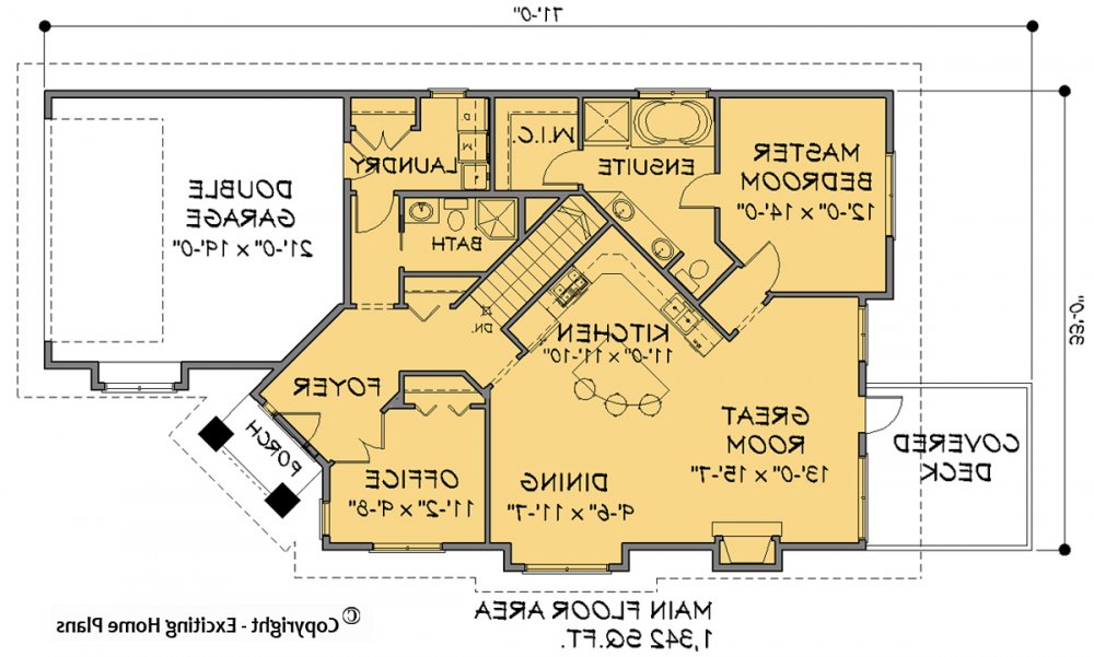House Plan E1191-10 Main Floor Plan REVERSE