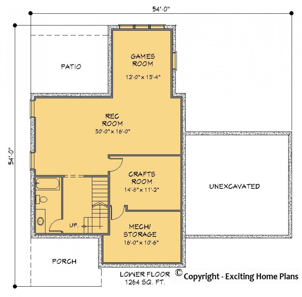 House Plan E1631-10 Lower Floor Plan