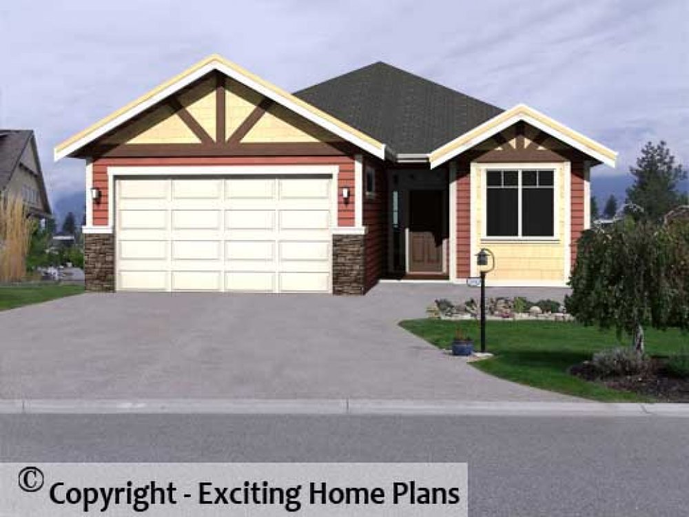 House Plan E1215-10 Front 3D View