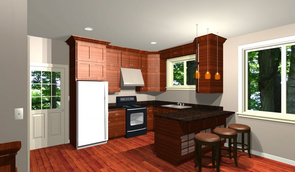 House Plan E1314-10 Interior Kitchen 3D Area
